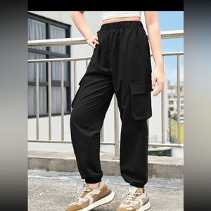 Black high waste cargo pants black